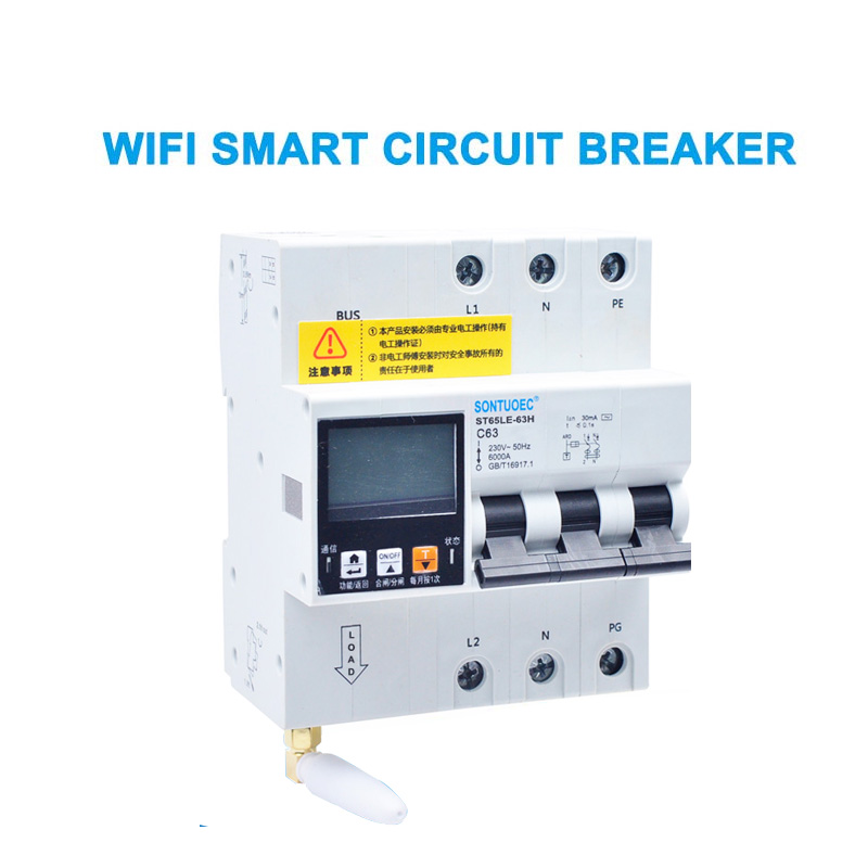 WiFi 4g Tuya St65le-63h serie multi funziunal rcbo intelligente rcbo